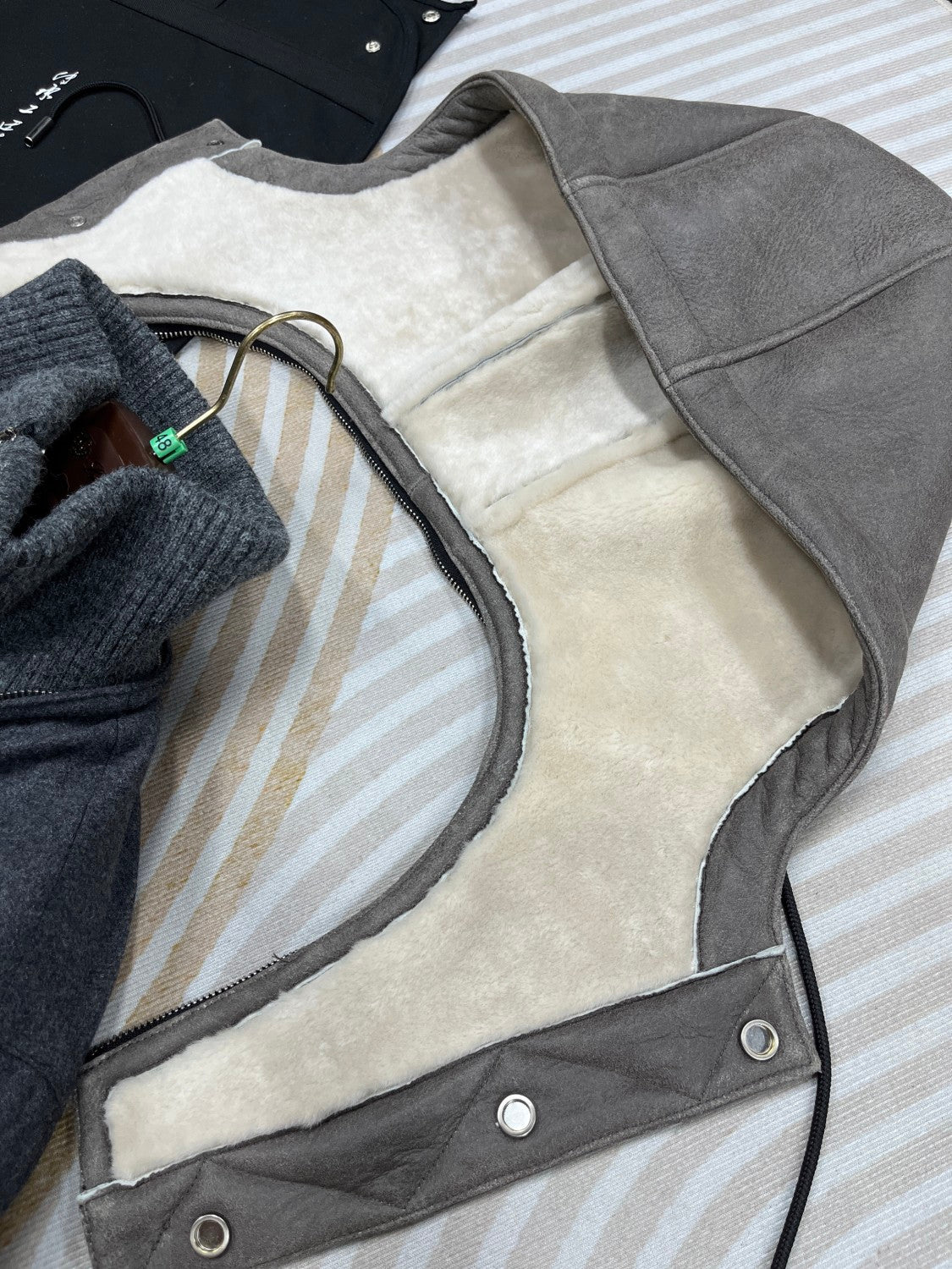 Hermes Men's Spring/Fall Patchwork Leather-Fur Collar Cashmere Casual Solid-Color Hooded Jacket Ngvp #2572