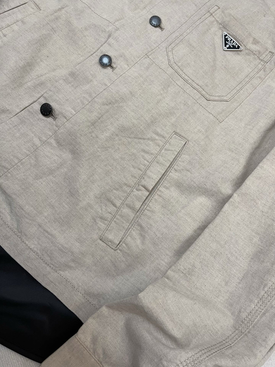 Prada Men's Fall And Winter Solid Color Lapel Single Breasted Linen Long Sleeved Jacket Casual Trousers Pants Set Suit #75646