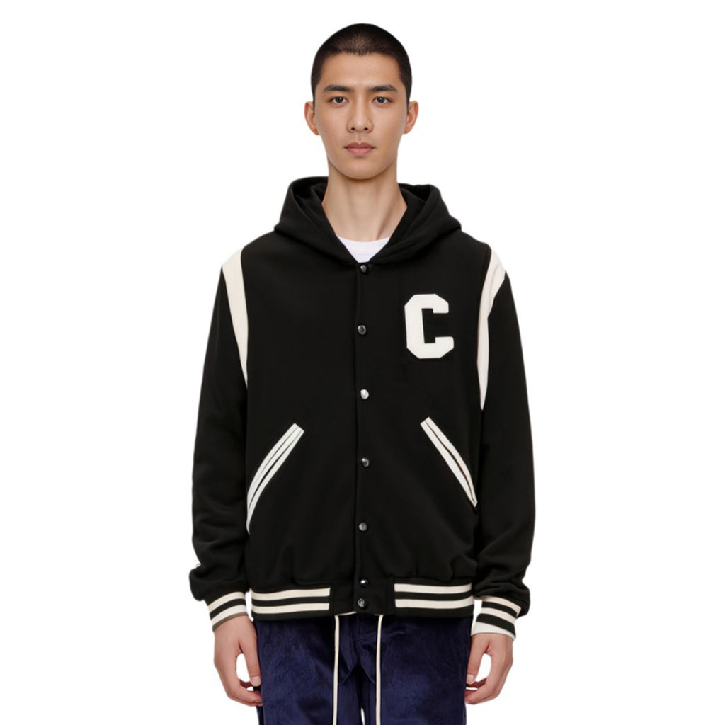Celine Men's Spring And Autumn Colour Blocking Casual Single-breasted Jacket Logo Wool Blend Hooded Baseball Coat Jacket #71844