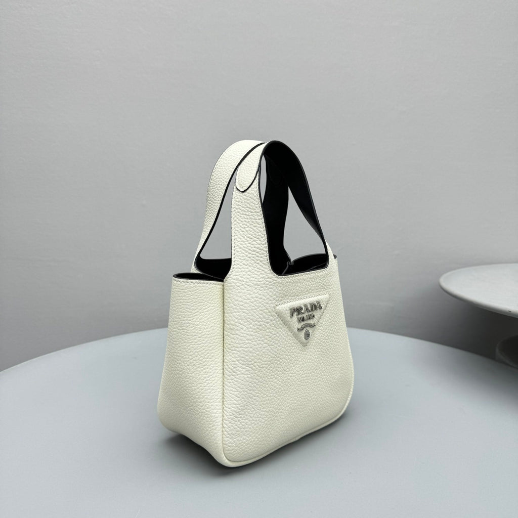 Prada Women's Solid Color Fashion Classic Leather Grain Basket Tote Bag Bucket Bag Bags #78182