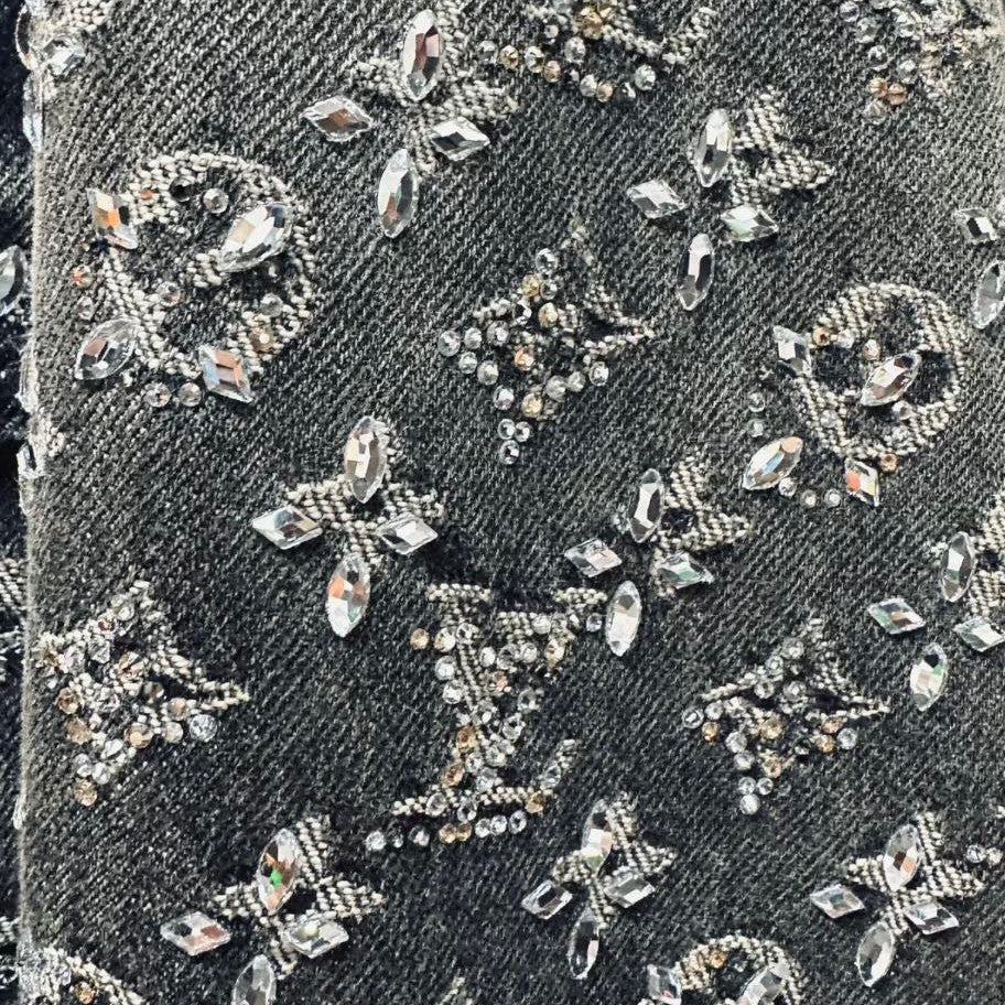 Louis Vuitton Made To Order Embroidered Monogram Baggy Denim Overshirt Jacket Jeans Pants suit Set #96366