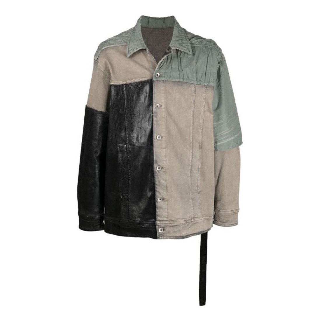 Rick Owens DRKSHDW Men's Spring And Fall Fashion Splicing Lapel Single-Breasted Long-Sleeved Denim Jacket Coat Ngvp #7945