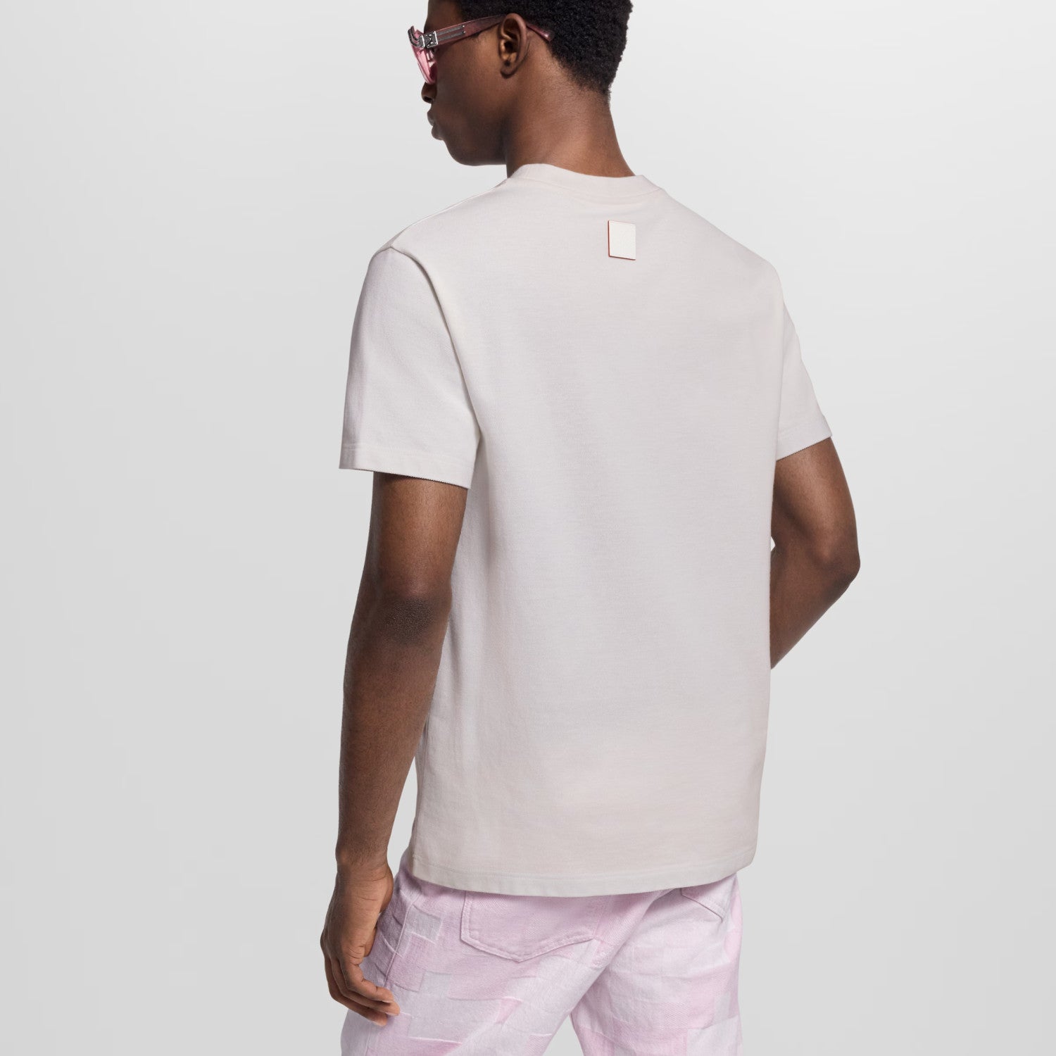 Louis Vuitton x Men's Floral Embroidered Round Neck Cotton Solid Color Summer Straight Short Sleeve T-Shirt #81353