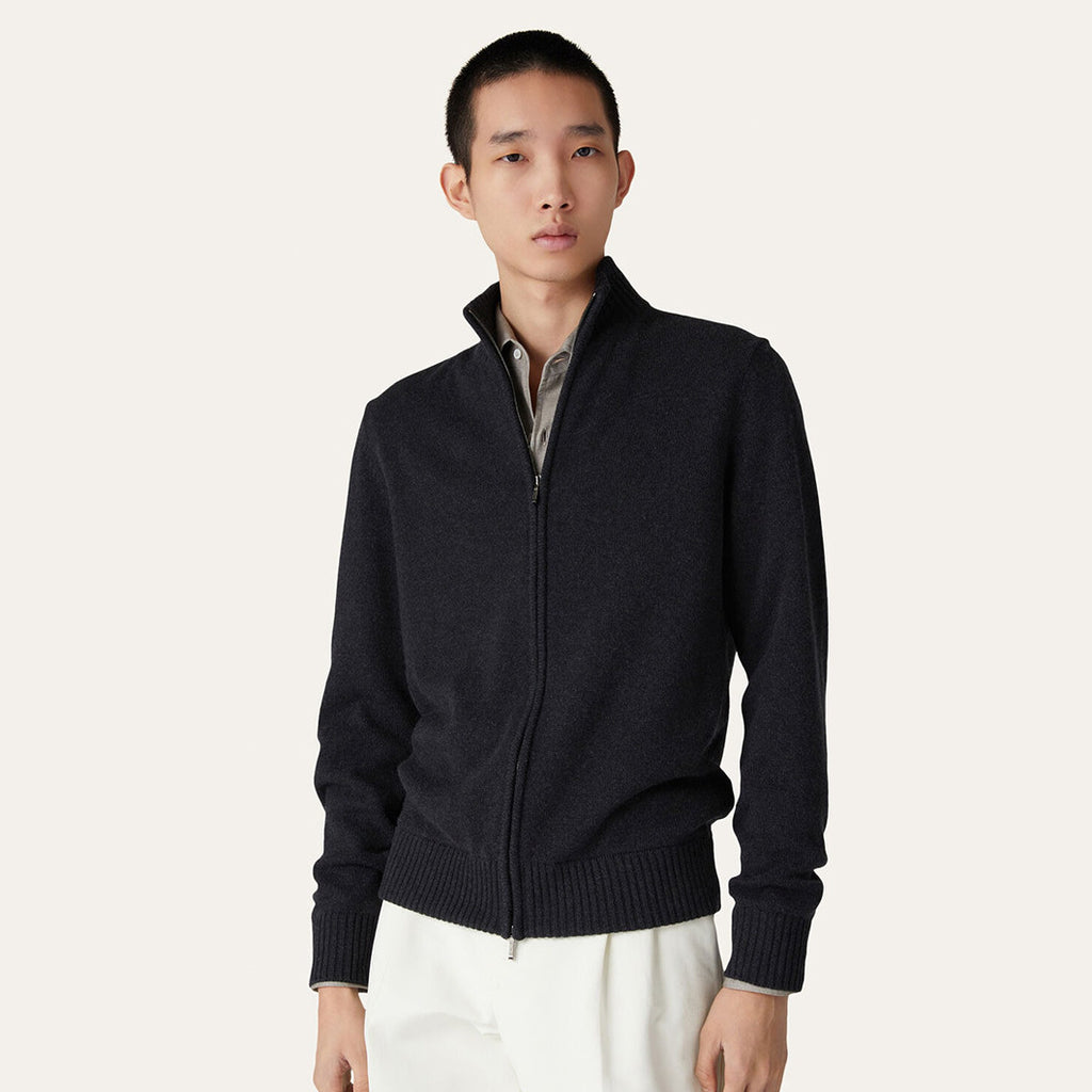Loro Piana Men's Spring And Autumn Fashion Parksville Long Sleeve Solid Color Zipper Casual Cashmere Aviator Jacket Ngvp #9482