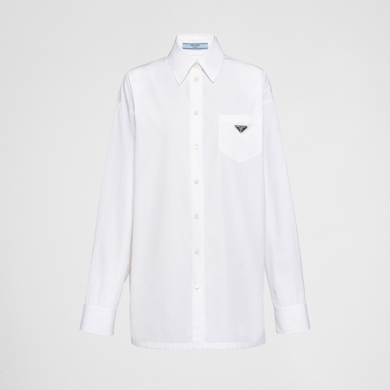Prada Men's And Women's Spring/Fall Fashion Casual Solid Color Cotton Collared Single Button Long Sleeve Shirt #78891
