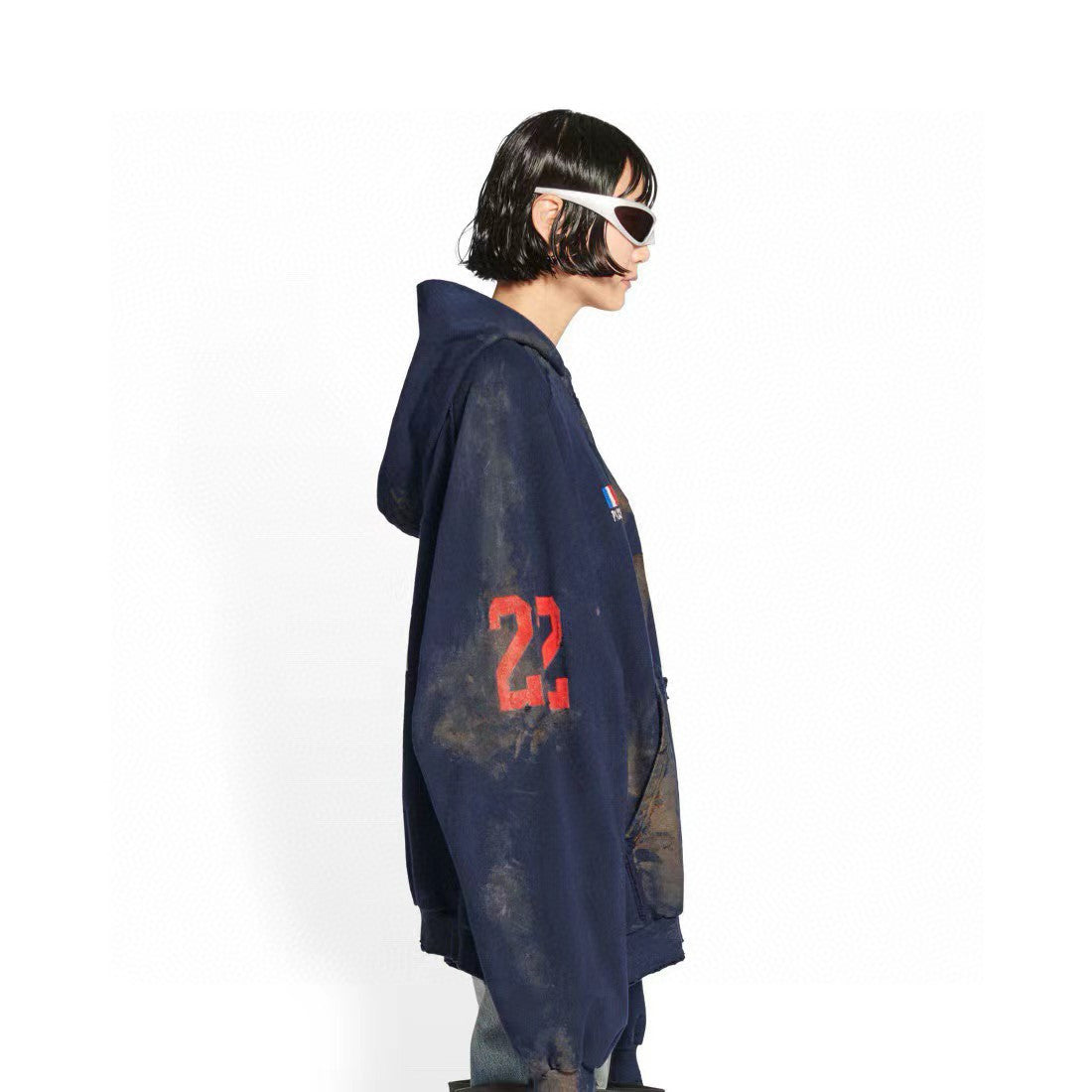 Balenciaga Men's Women's Spring and Autumn Fashion Retro Old Embroidery Casual Hooded Sweatshirt Ngvp #2421