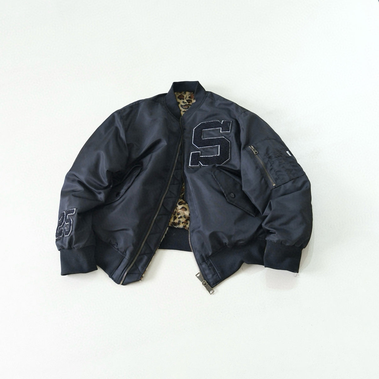 Supreme Men's Fall/Winter Fashion Casual High-Neck Zipper Leopard Print Faux Suede Nylon Fabric Air Force Jacket #79527