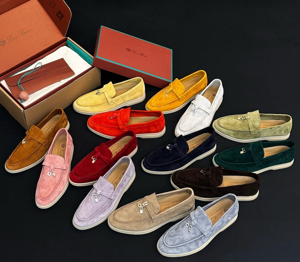 Loro Piana Women's Summer Charms Walk Mocassin Shoes Suede Round-Toe Solid-Color All-Season Casual Shoes #81538