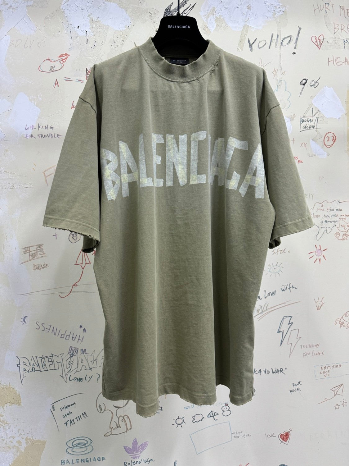 Balenciaga Men's Summer Letter Logo Print Round Neck Regular Fit Short Sleeve T-Shirt #75791