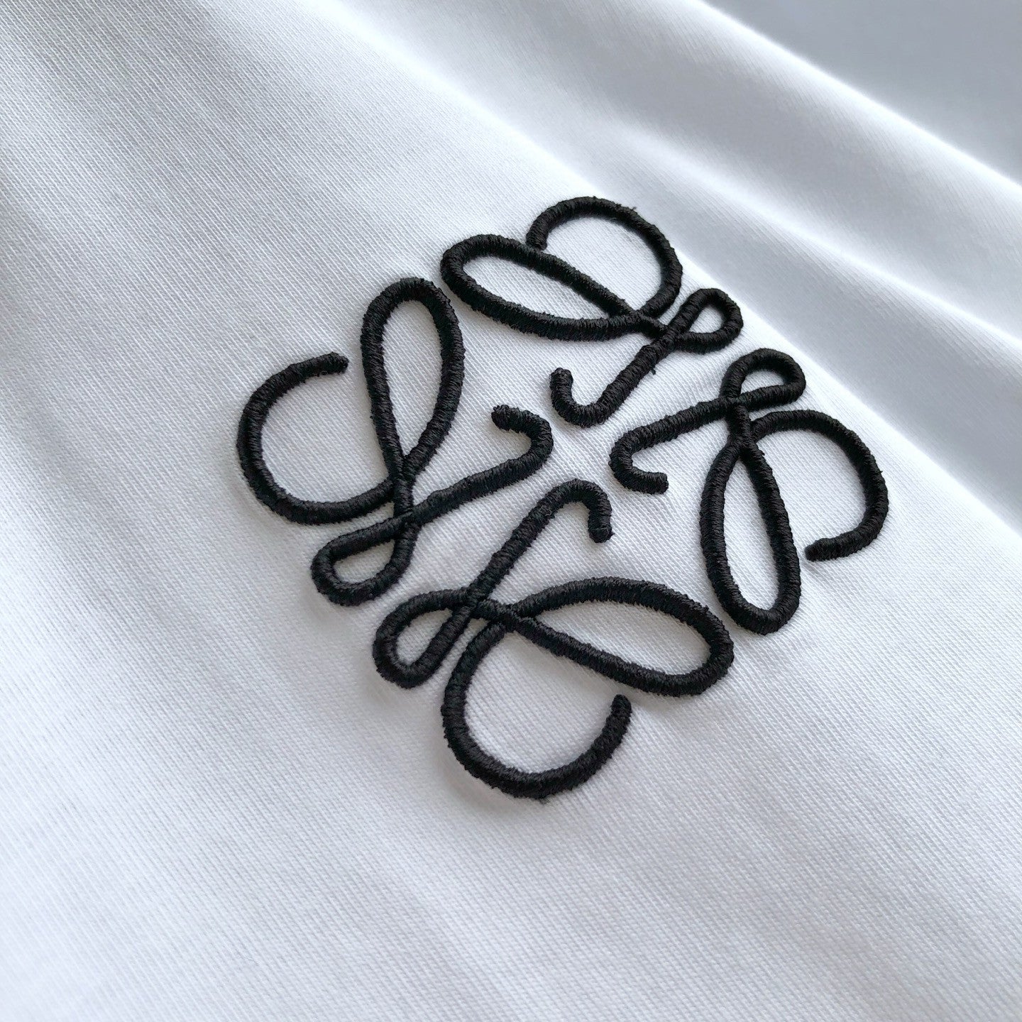 Loewe Men's Summer Embroidered Logo Pattern Round Neck Solid Color Cotton Short Sleeve T-Shirt #75589
