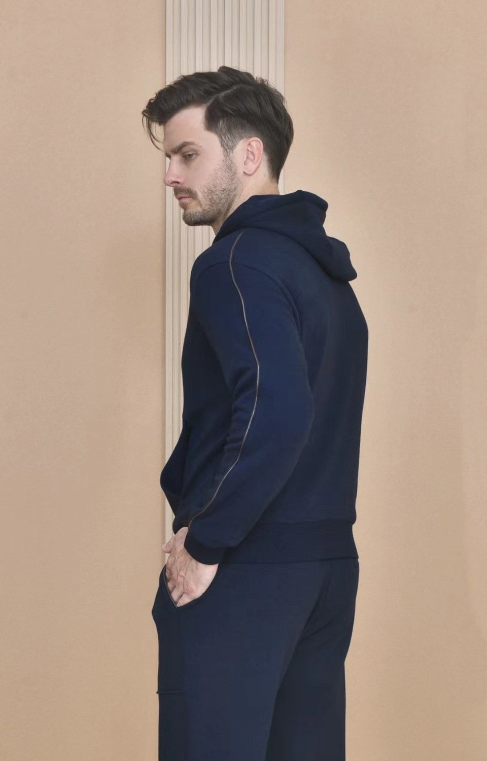 Loro Piana Men's Autumn And Winter Solid Color Hooded Long Sleeve Sweatshirt Casual Lace-Up Pants Set Ngvp #9216