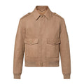 Louis Vuitton Men's Autumn and Winter Solid Color Lapel Twill Fabric Calfskin Long Sleeve Aviator Jacket #74574