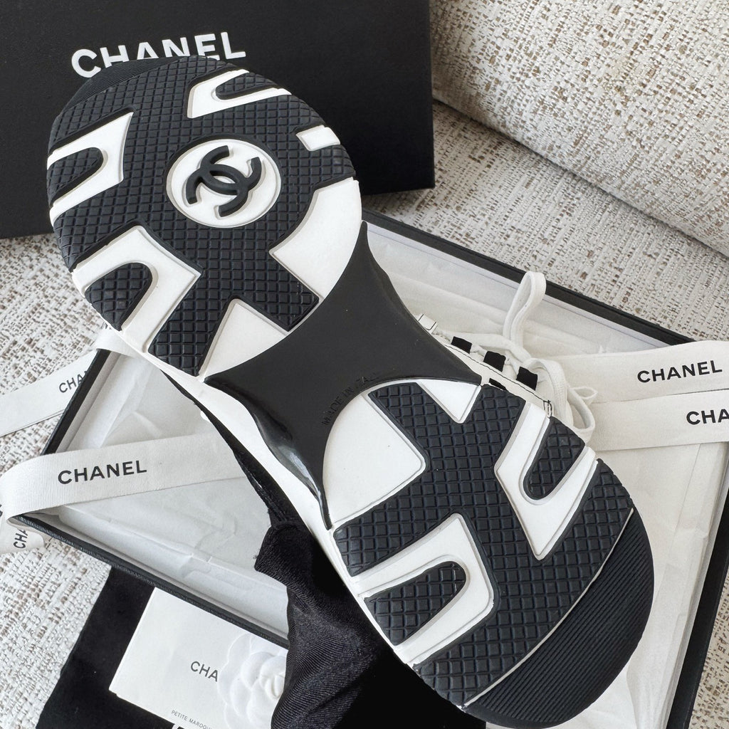 CHANEL Sneakers Calfskin Suede Calfskin White Black #378646