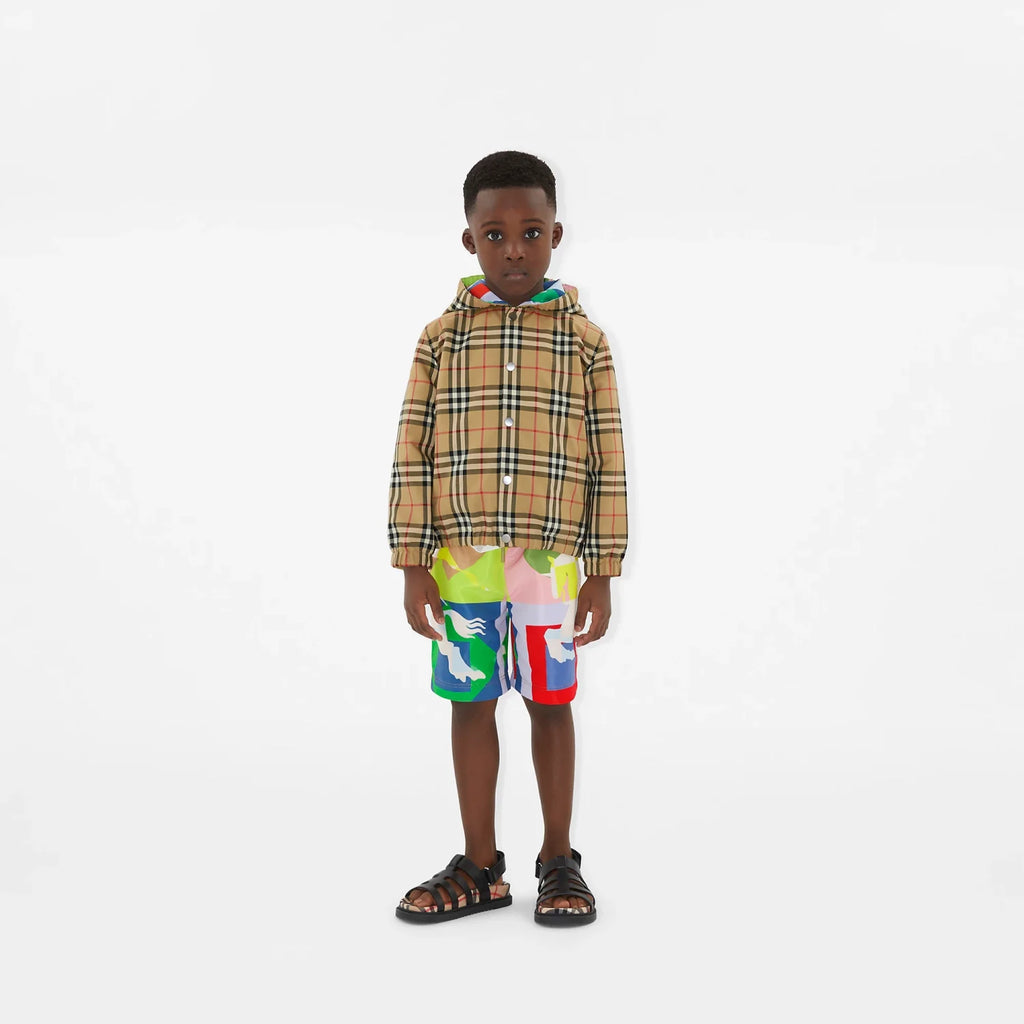 Burberry Kid's Spring Autumn Check Reversible High Street Single Breasted Hooded Long Sleeve Fitted Jacket #31356