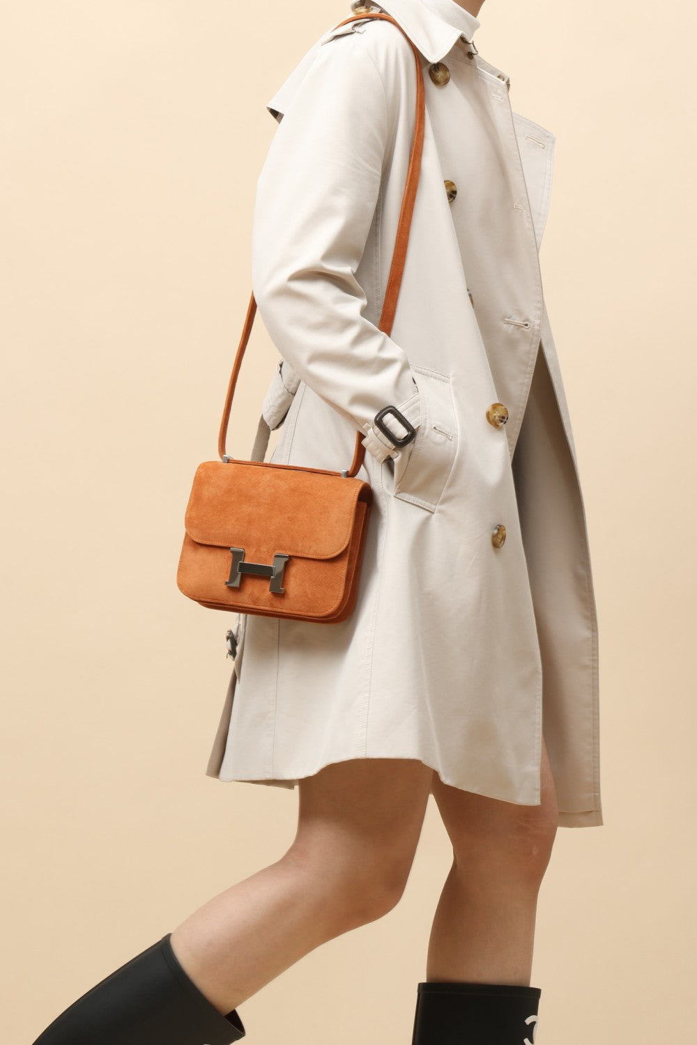 Hermès Suede Backpack Crossbody Bag #381136
