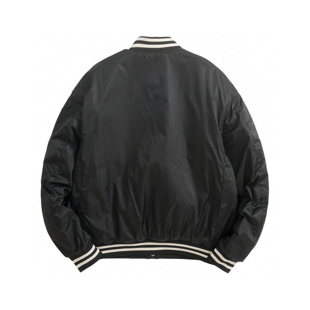 Celine Men's Spring/Fall Logo Single-Breasted Solid-Color Striped Collar Casual Loose-Fit Baseball Jacket Long-Sleeve Cotton Jacket #81534