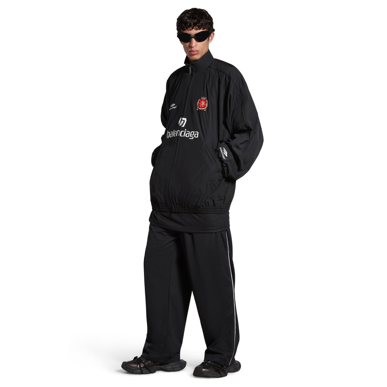 Balenciaga Paris Soccer Tracksuit Men's Spring/Autumn Solid Color Tech Poplin Zipper Long Sleeve Jacket Casual Drawstring Pants Set Suit #77747