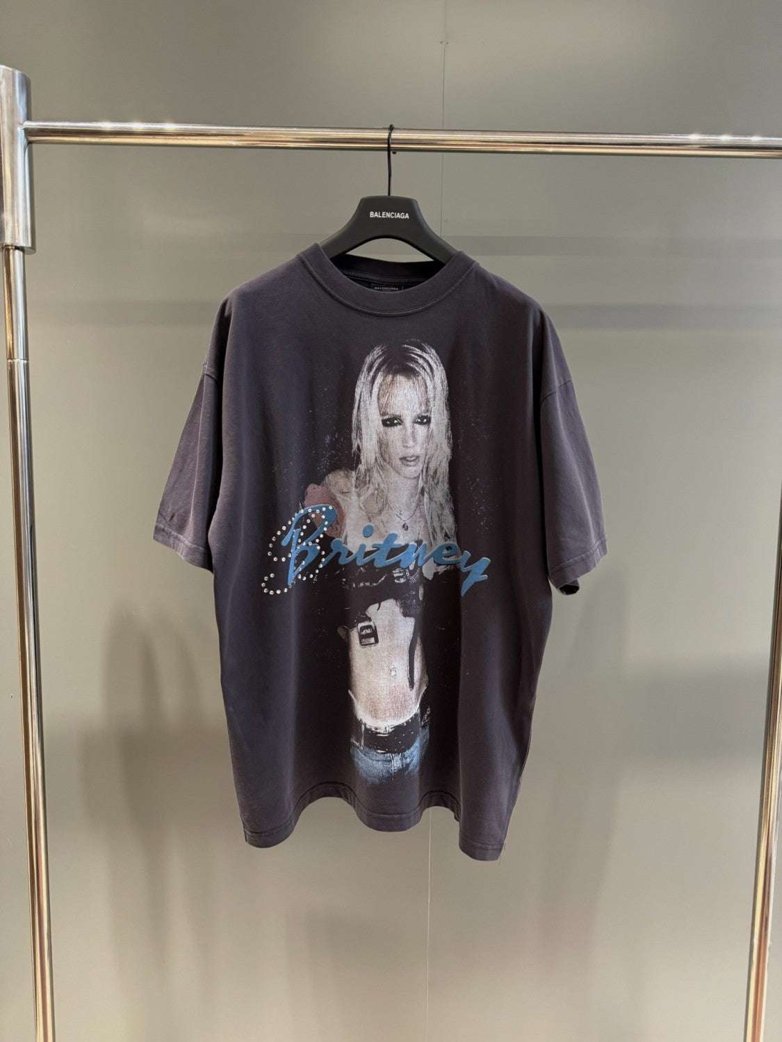 Balenciaga Men's Women's Britney Spears Series Shrunk T-Shirt Summer Round Neck Solid Color Short Sleeve Top #77649