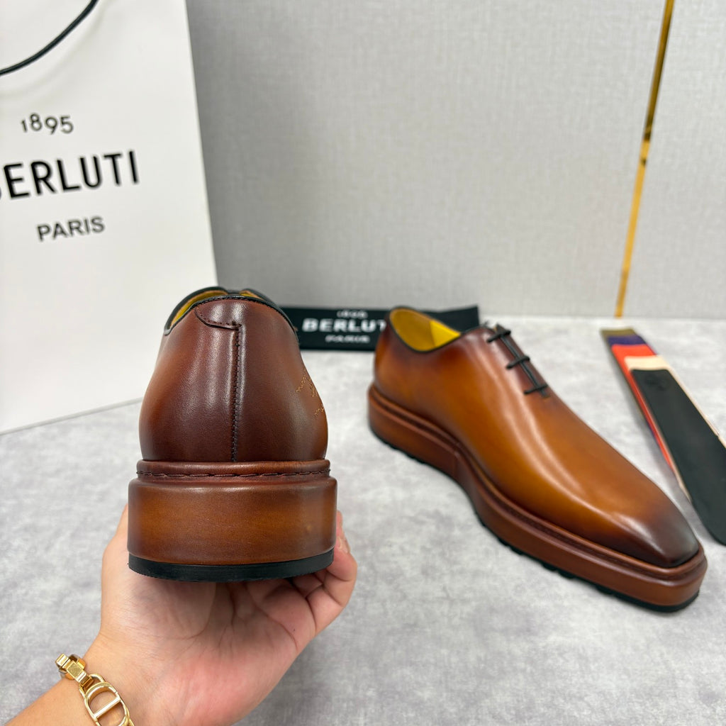 Berluti Men's Spring/Fall Classic Elegant Leather-Sourced Elastic Formal Midsole Dress Shoes #78574