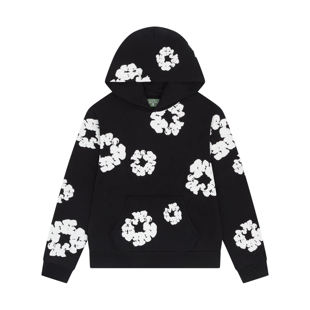 Denim Tears Men's And Women's Spring/fall Fashion Trend Solid Color Hooded Pullover Loose Fit Cotton Hoodie With Floral Print European American Style High Street Hip Hop Streetwear Sweatshirt #79535