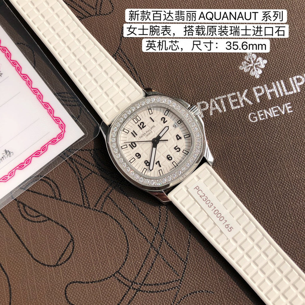Patek Philippe Mechanical Watches With Diamonds On Silicone Straps Watch #96352