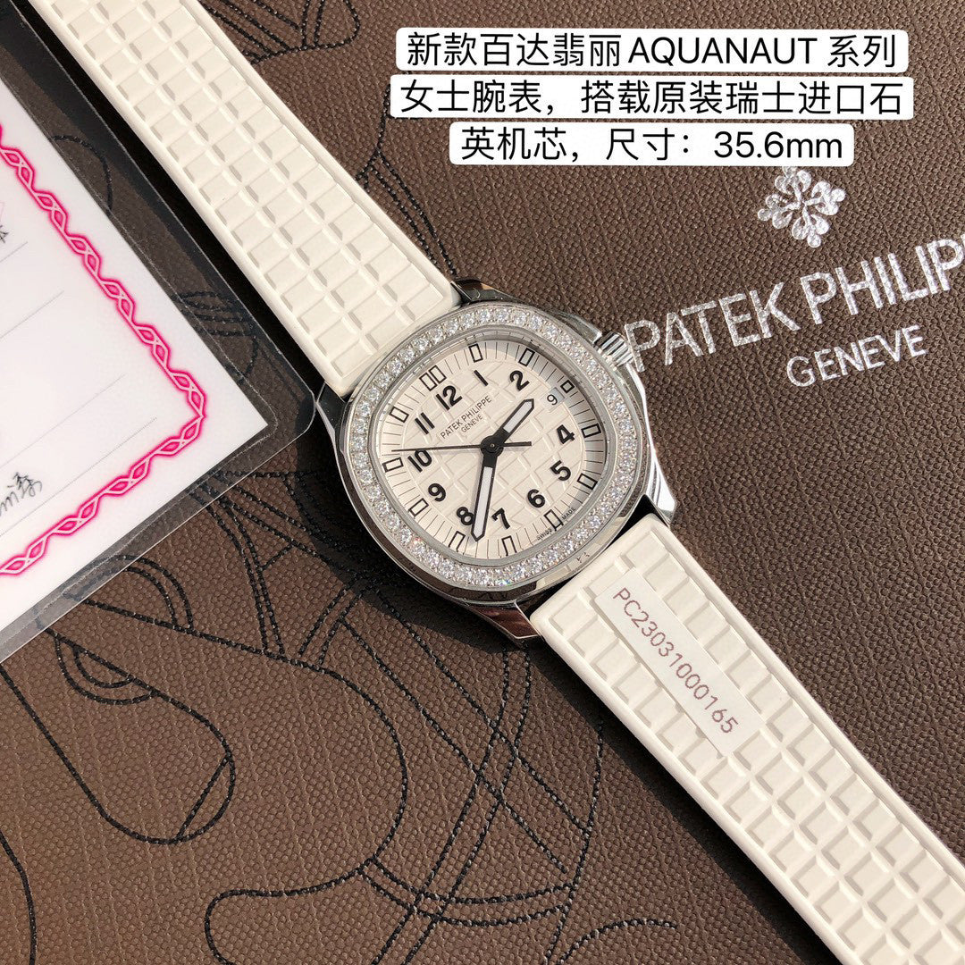 Patek Philippe Mechanical Watches With Diamonds On Silicone Straps Watch #96352