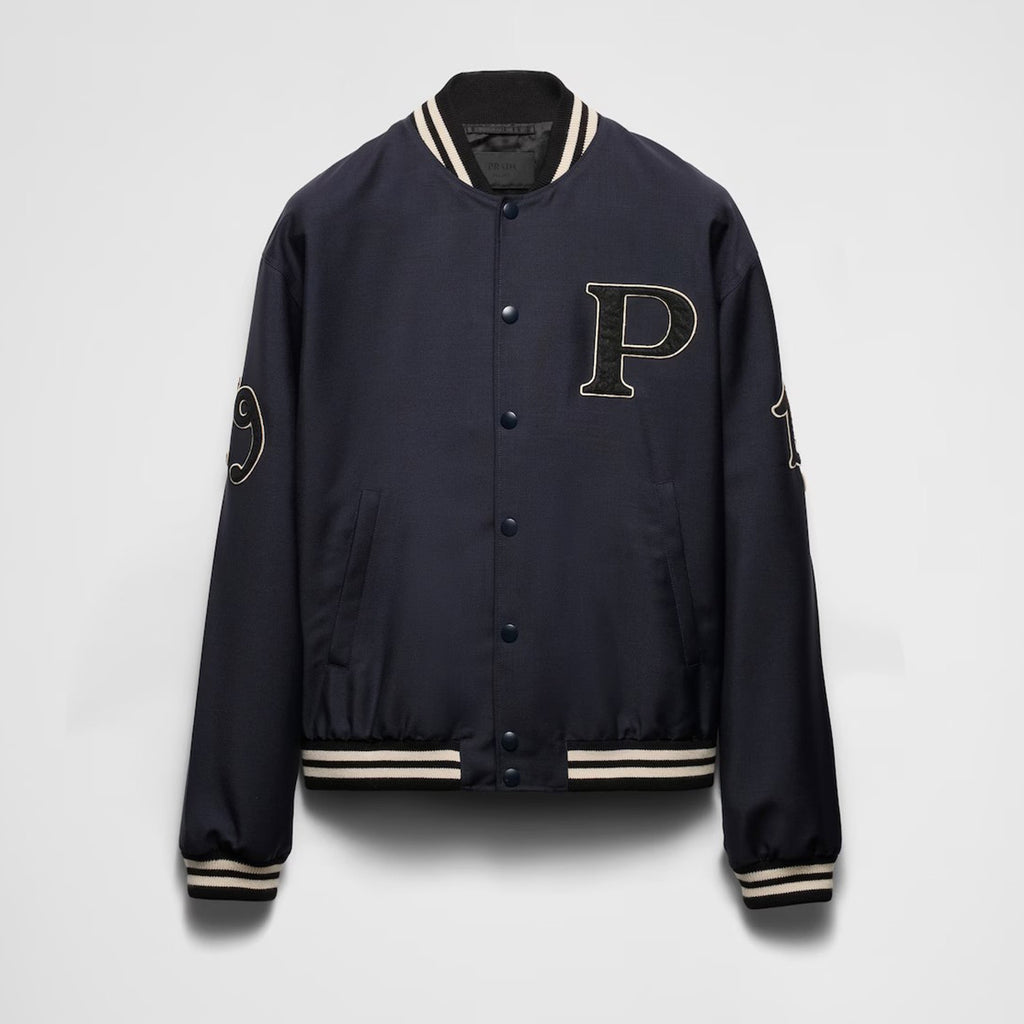 Prada Men's Spring And Autumn Monogrammed Striped Single Breasted Solid Color Long Sleeve Aviator Jacket Ngvp #9272
