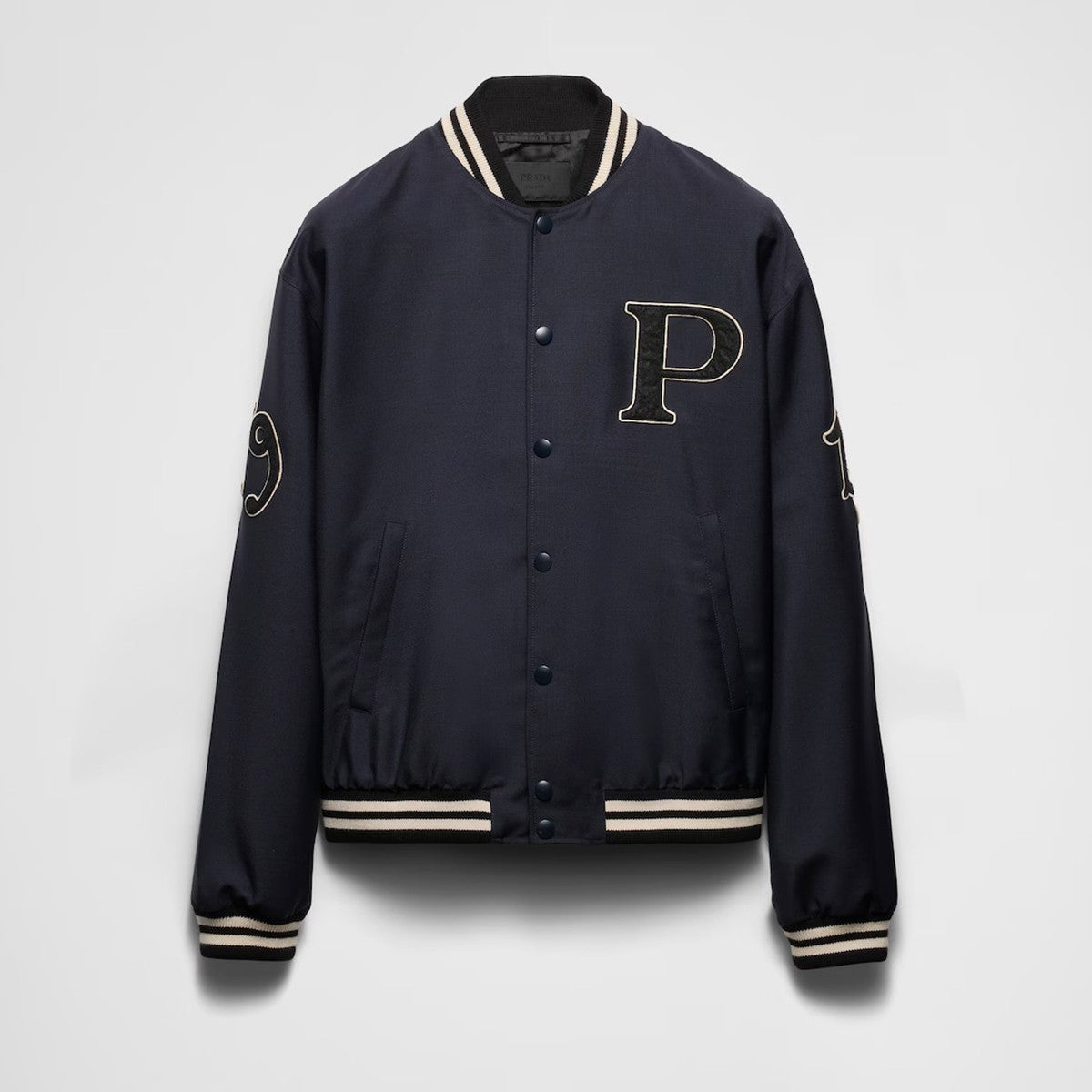 Prada Men's Spring And Autumn Monogrammed Striped Single Breasted Solid Color Long Sleeve Aviator Jacket Ngvp #9272