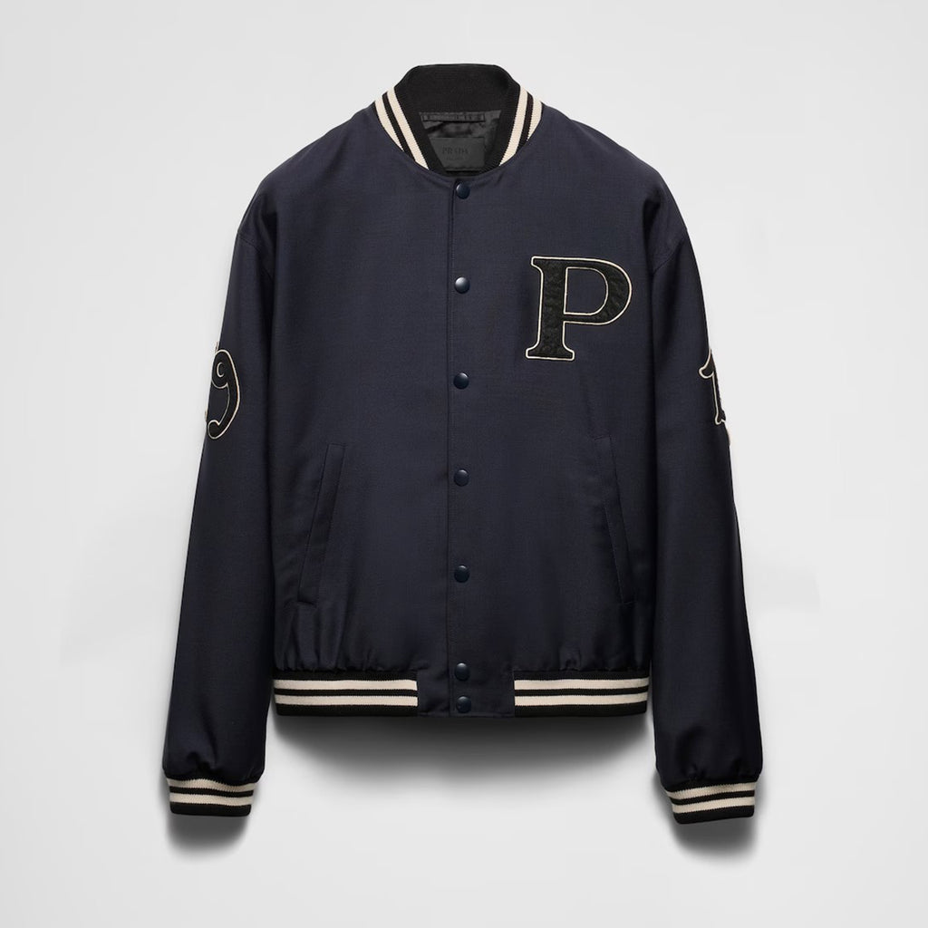 Prada Men's Spring And Autumn Monogrammed Striped Single Breasted Solid Color Long Sleeve Aviator Jacket Ngvp #9272