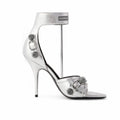 Balenciaga Cagole High Heeled Sandals Women's Spring And Summer Fashion Metal Rivets High Heeled Leather Shoes #81237