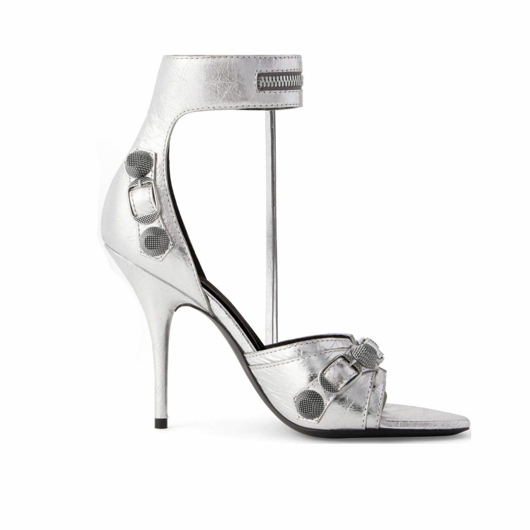 Balenciaga Cagole High Heeled Sandals Women's Spring And Summer Fashion Metal Rivets High Heeled Leather Shoes #81237