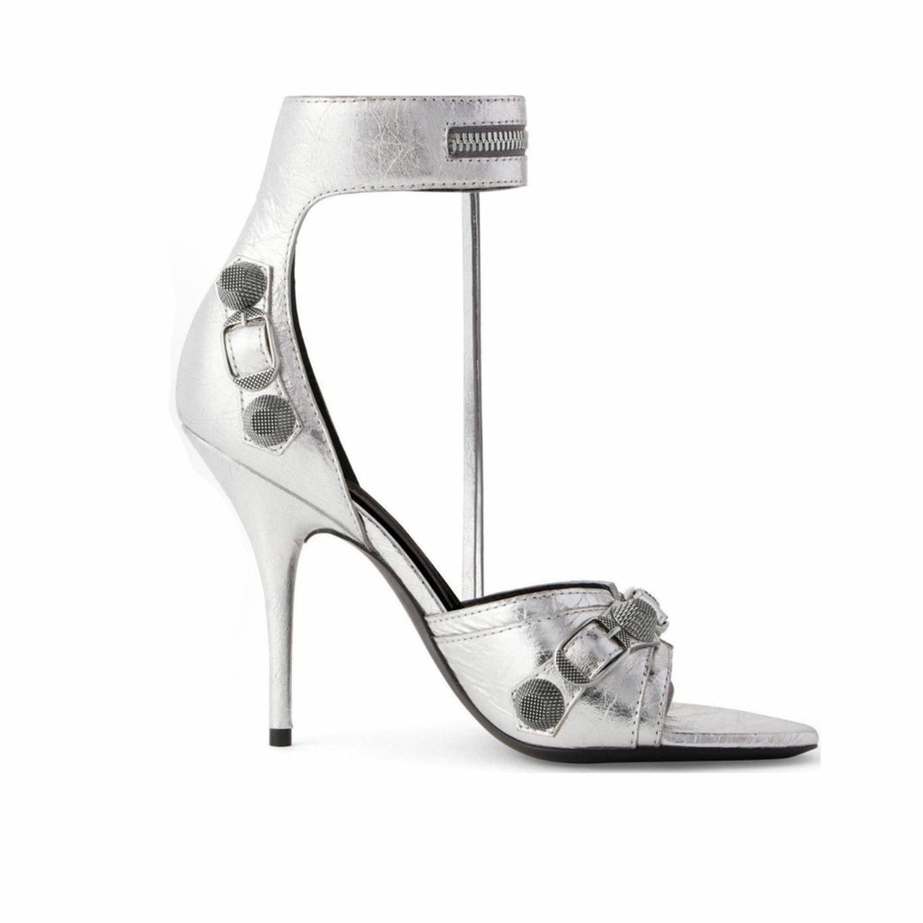 Balenciaga Cagole High Heeled Sandals Women's Spring And Summer Fashion Metal Rivets High Heeled Leather Shoes #81237