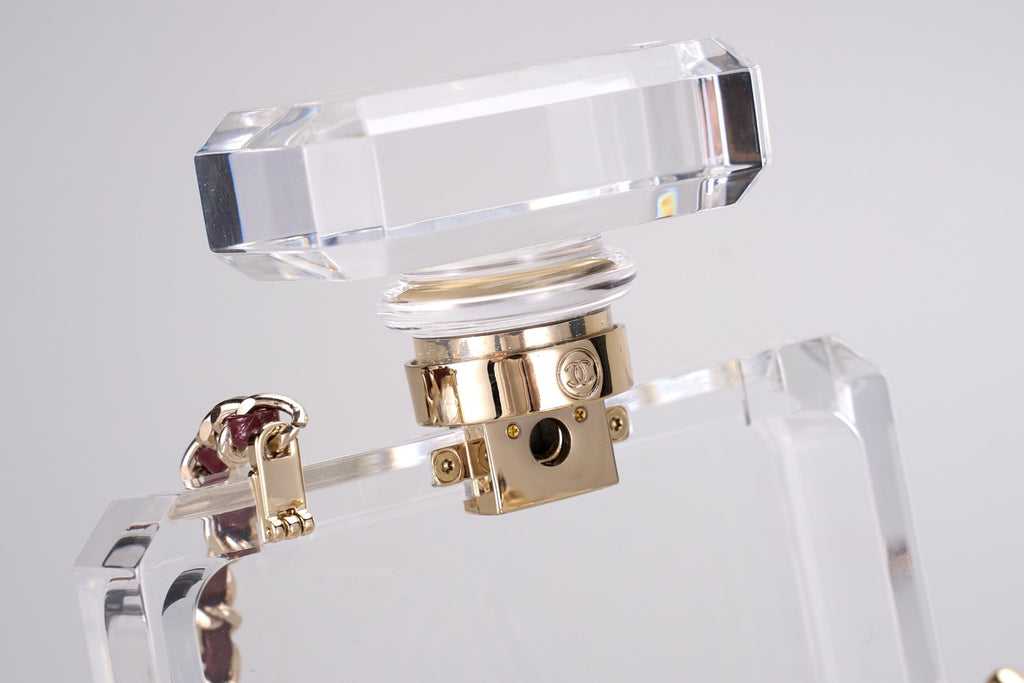 Chanel Women's Solid Colour Glass Gemstone Embellished Transparent Acrylic Perfume Bottle Shoulder Bag Bags #77239