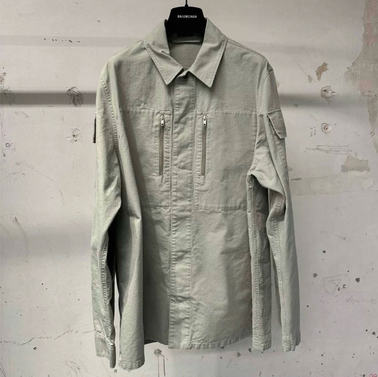 Balenciaga Men's Spring And Summer Solid Color Zipper Pocket Single Breasted Long Sleeve Shirt #75849