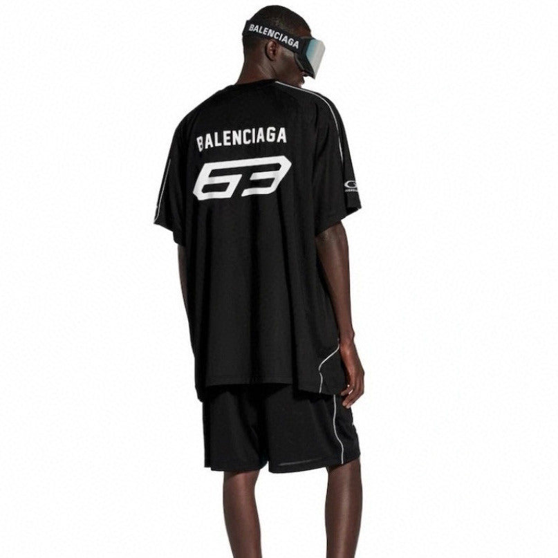 Balenciaga Men's And Women's Spring/Summer Fashion Casual Solid Color High Density Mesh Loose Fit Embroidered Logo T-shirt Loose Fit Casual Stretch Shorts Suit Set #78258