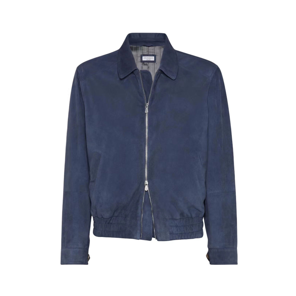 Brunello Cucinelli Men's Spring/Autumn Fashion Classic Solid Color Lapel Zipper Long Sleeve Suede Pilot Jacket #78284