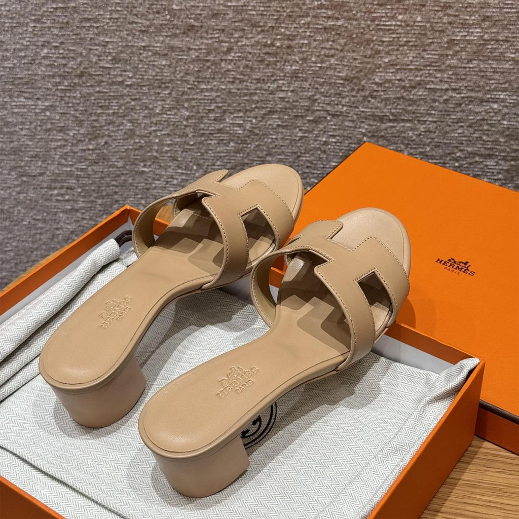 Hermes Oasis Women's Summer Solid Colour One Stirrup High Heel Slipper Shoes #76933