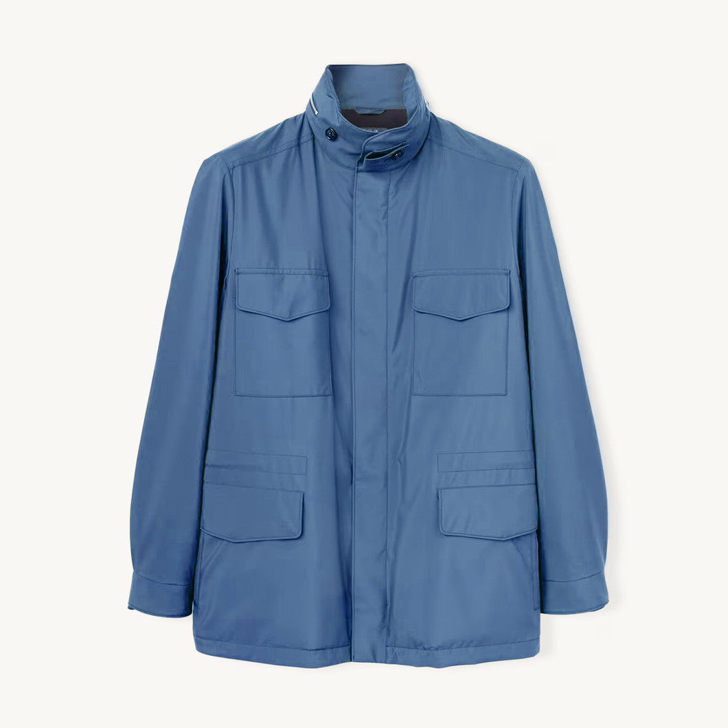 Loro Piana Men's Spring Solid Traveller Windmate® Jacket Standing Collar Long Sleeve Zipper Casual Fitted Jacket Ngvp #8652