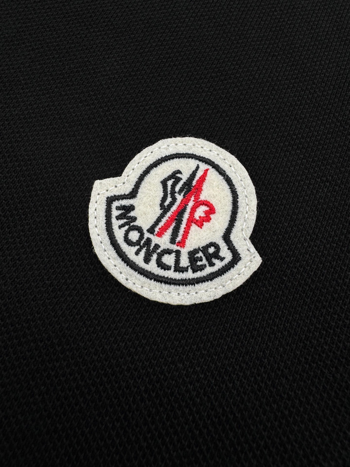 Moncler Black Logo Patch Cotton Piquet Polo Shirt Polos T-shirts #375497