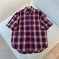 Acne Studios Men's & Women's Summer Checkered Button-Up Color-Blocked Casual Short-Sleeve Oversized Shirt #81592