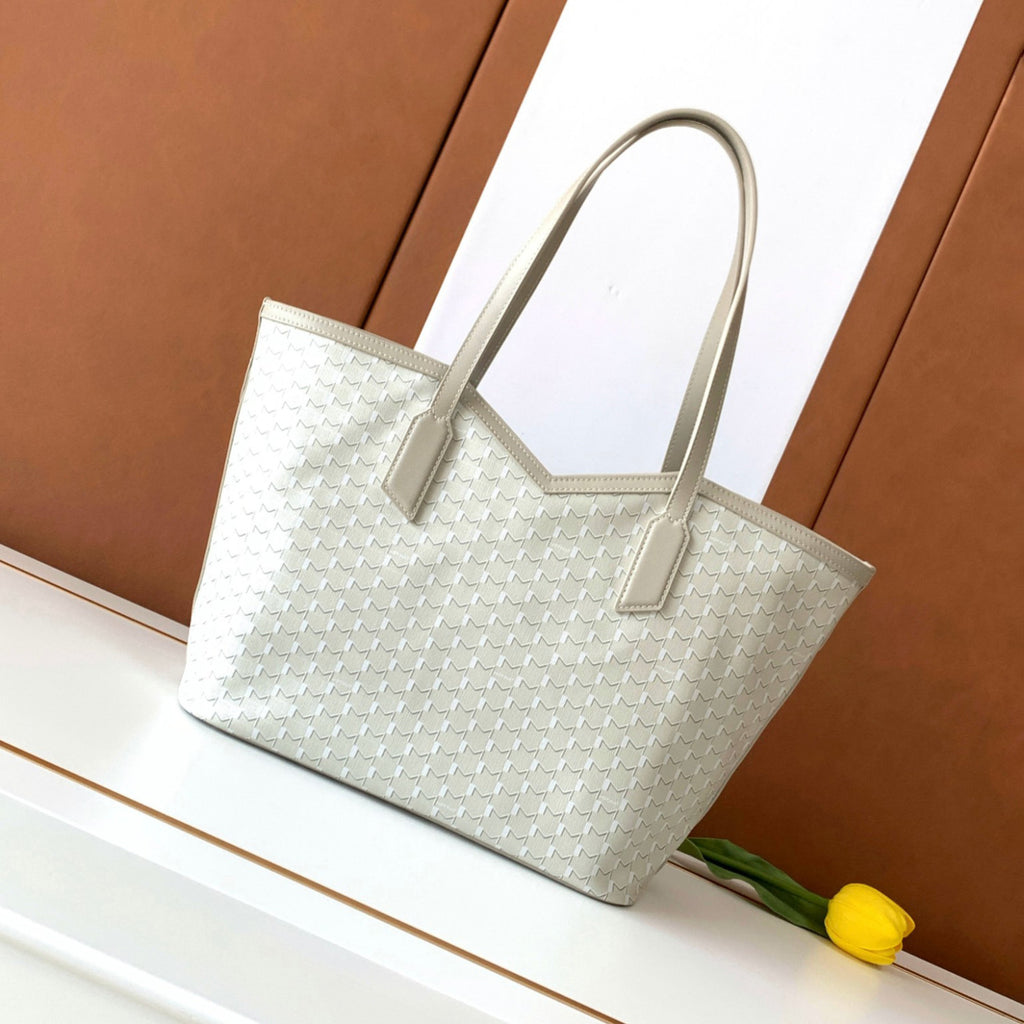 Moynat M Canvas Women's Classic Fashion Gray Canvas Tote Bag With Hook Closure Dual Use Handle And Shoulder Strap Bag Bags #78699