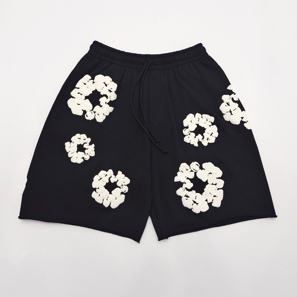 Denim Tears Men's And Women's Summer Fashion Casual Solid-color Printed Pattern Waist Elastic Drawstring Loose Fit Relaxed Shorts #79534