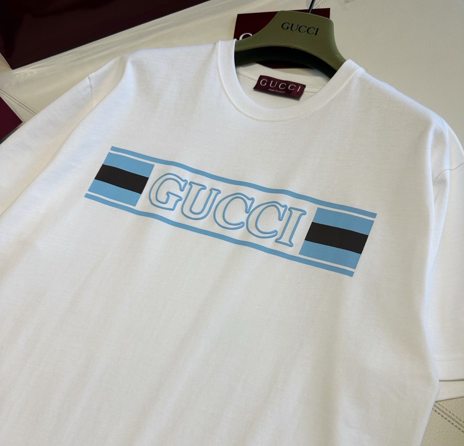 Gucci Men's Summer Logo Print Embroidery Solid Color Cotton Jersey Short Sleeve T-Shirt #76314