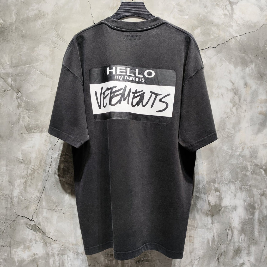 Vetements Men's Summer Black Round Neck Cotton Comfortable Loose Logo Printed Short Sleeve T-Shirt #73713