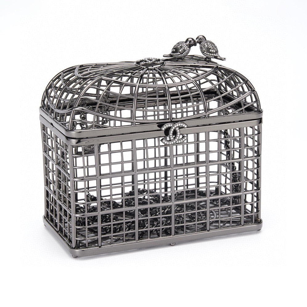 Chanel Women's Fashion Classic Metal and Rhinestone Birdcage-Shaped Rigid Evening Clutch Bag Bags #78572