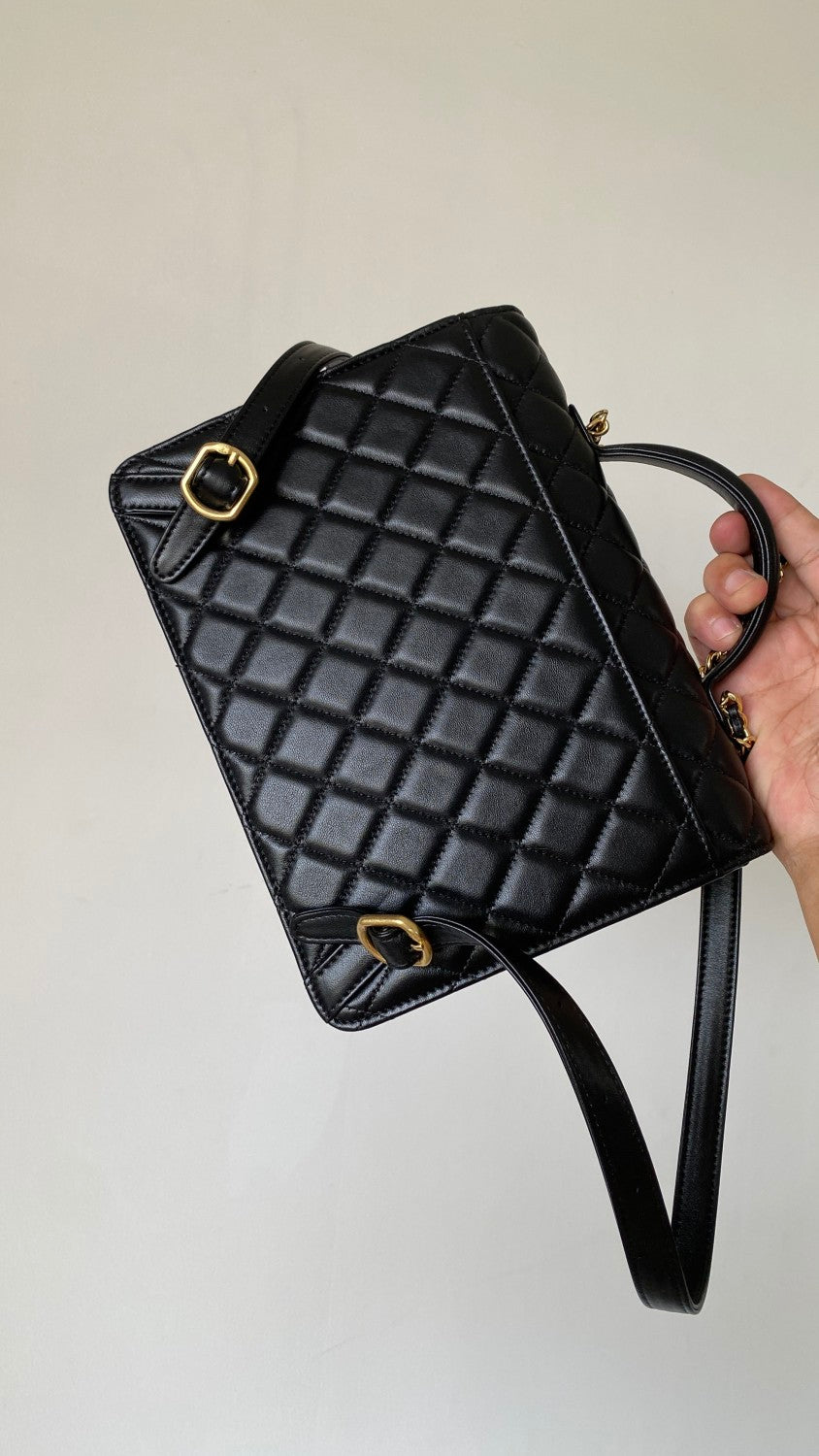Chanel Chain WalletIn Polished Lambskin And Gold Tone Metal Retro College Style Backpack #332641