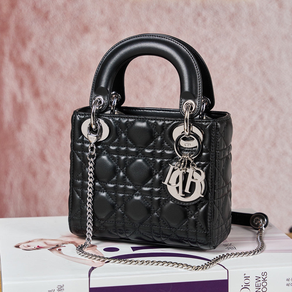 Dior Dior Lady Lambskin Cannage Quilted Metal Pendant Mini Bag #333088