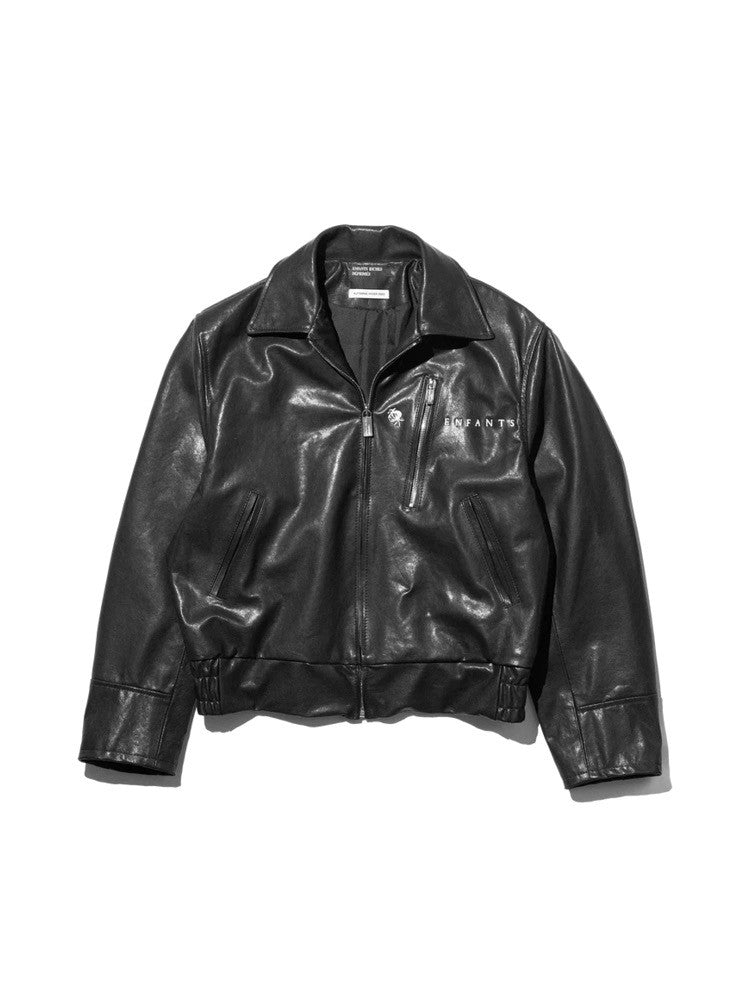 Enfants Riches Deprimes Men's Fall And Winter Black Fashion Trend High Street Goatskin Embroidery Lapel Zipper Leather Jacket Ngvp #7349
