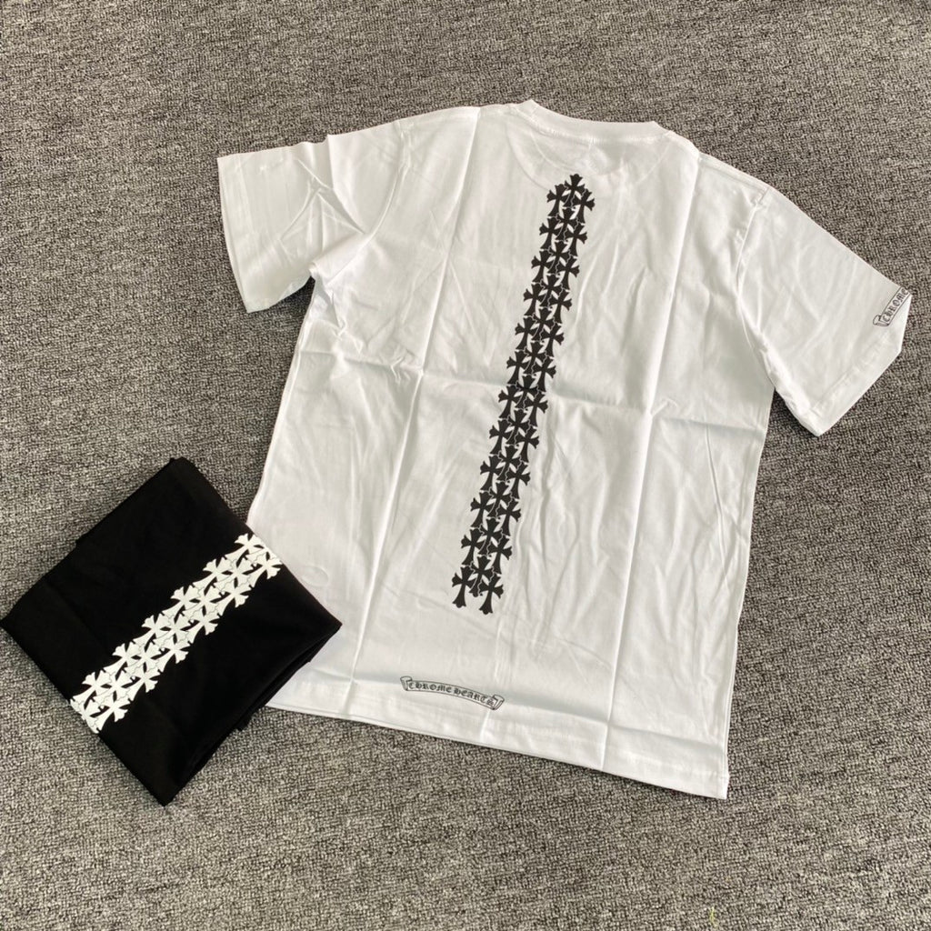 Chrome Hearts Men's Summer Solid Colour Cross Print Round Neck Cotton Short Sleeve T-Shirt #76816