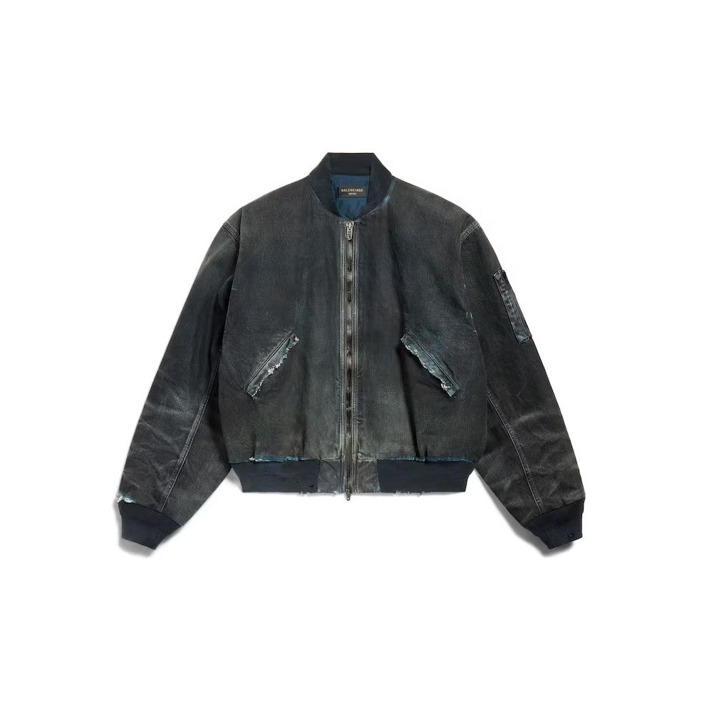 Balenciaga Men's And Women's Spring/Fall Fashion Casual Crewneck Zipper Washed Distressed Splatter-Print Cotton Jacket Down Jacket Coat #78737